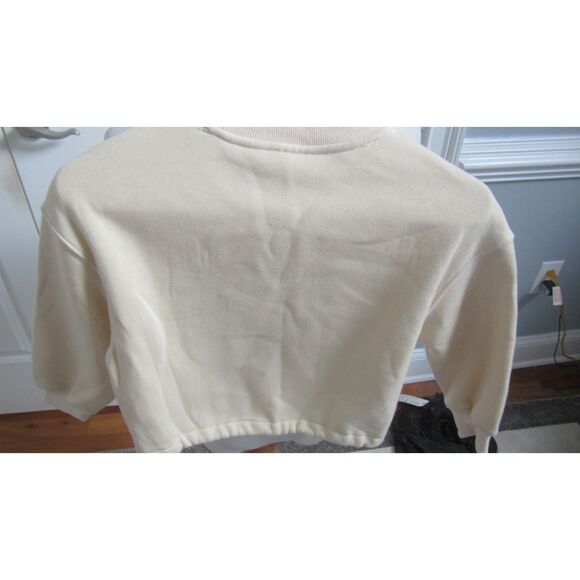 NEW TWEEN DIVA GOOD VIBES ONLY BEIGE SWEATSHIRT ELASTIC HEMLINE SIZE 8 - Picture 2 of 5